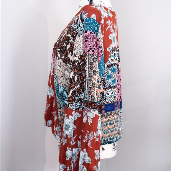 UMGEE Boho LS Floral Patchwork Top / SIZE SMALL - Picture 5 of 10